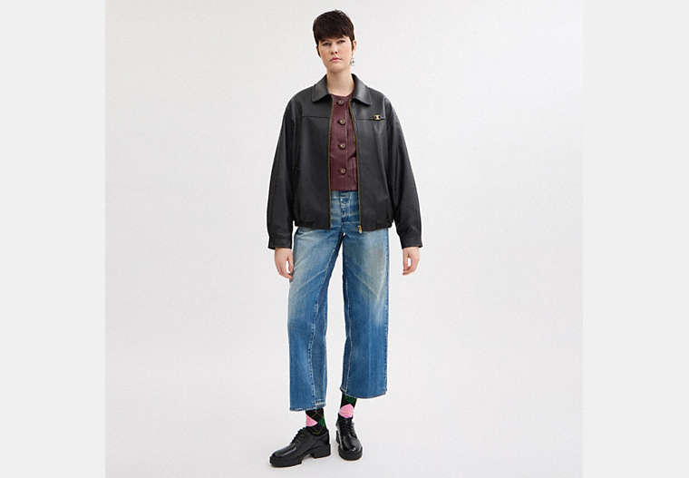 Heritage C Plaque Oversized Leather Jacket