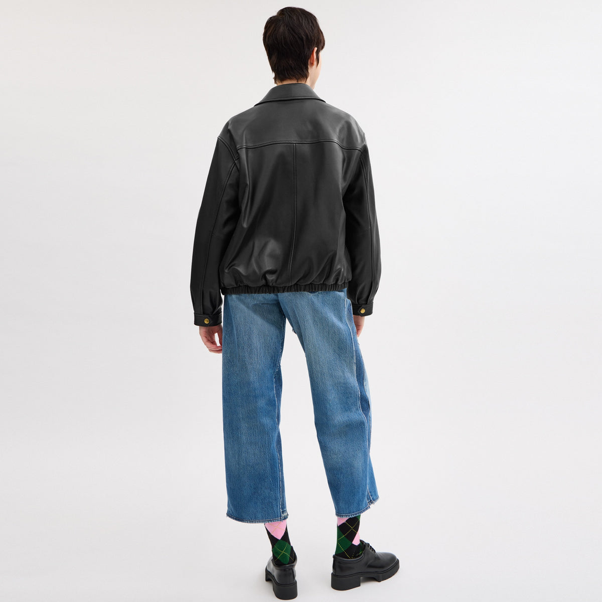 Heritage C Plaque Oversized Leather Jacket