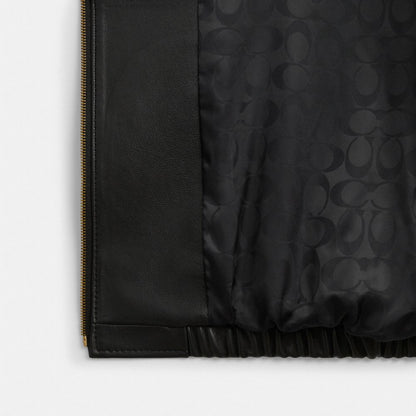 Heritage C Plaque Oversized Leather Jacket