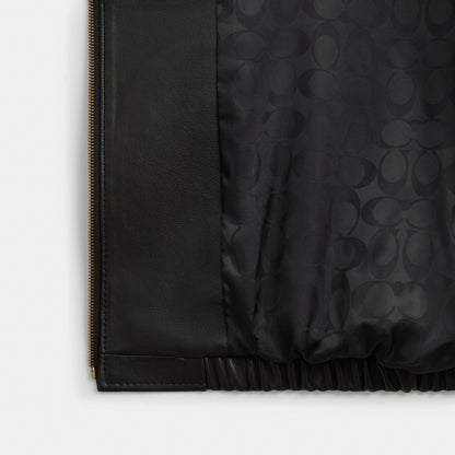Heritage C Plaque Oversized Leather Jacket