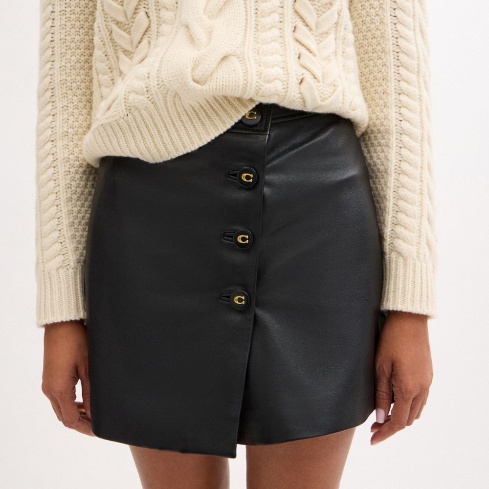 Asymmetrical Leather Skirt
