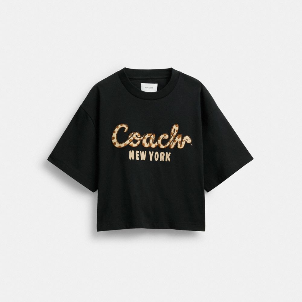 New Year Coach Snake Script Cropped T Shirt In Organic Cotton