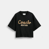 New Year Coach Snake Script Cropped T Shirt In Organic Cotton