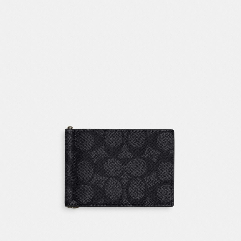 Slim Money Clip Billfold Wallet In Signature Canvas