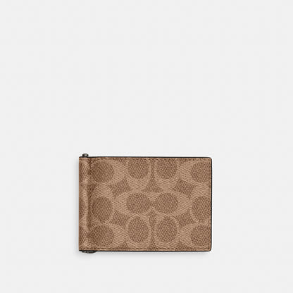 Slim Money Clip Billfold Wallet In Signature Canvas