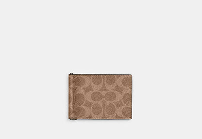 Slim Money Clip Billfold Wallet In Signature Canvas