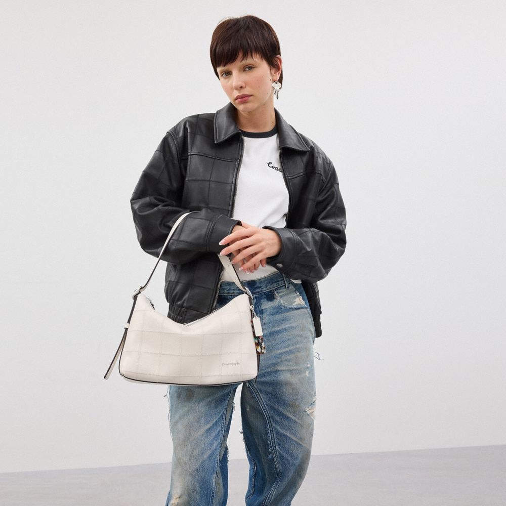 Alter/Ego Slouchy Shoulder Bag In Checkerboard Upcrafted Leather