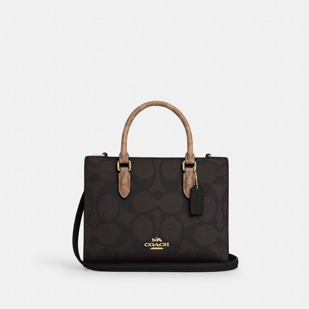 Maggie Small Tote Bag In Blocked Signature Canvas