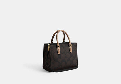 Maggie Small Tote Bag In Blocked Signature Canvas