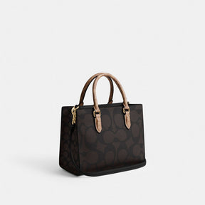 Maggie Small Tote Bag In Blocked Signature Canvas