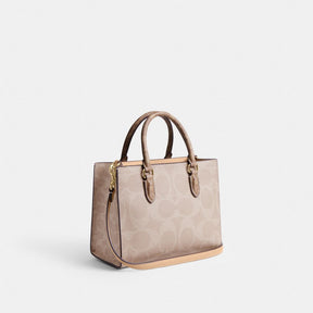 Maggie Small Tote Bag In Blocked Signature Canvas