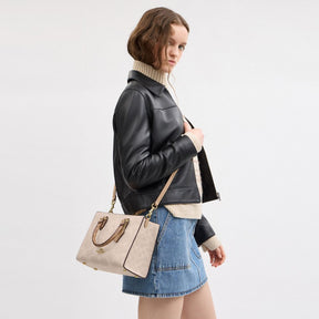 Maggie Small Tote Bag In Blocked Signature Canvas