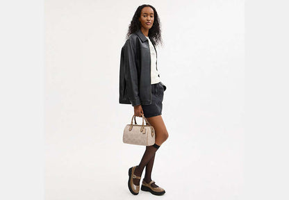 Rowan Satchel Bag In Blocked Signature Canvas