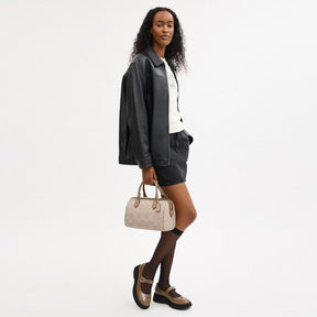Rowan Satchel Bag In Blocked Signature Canvas