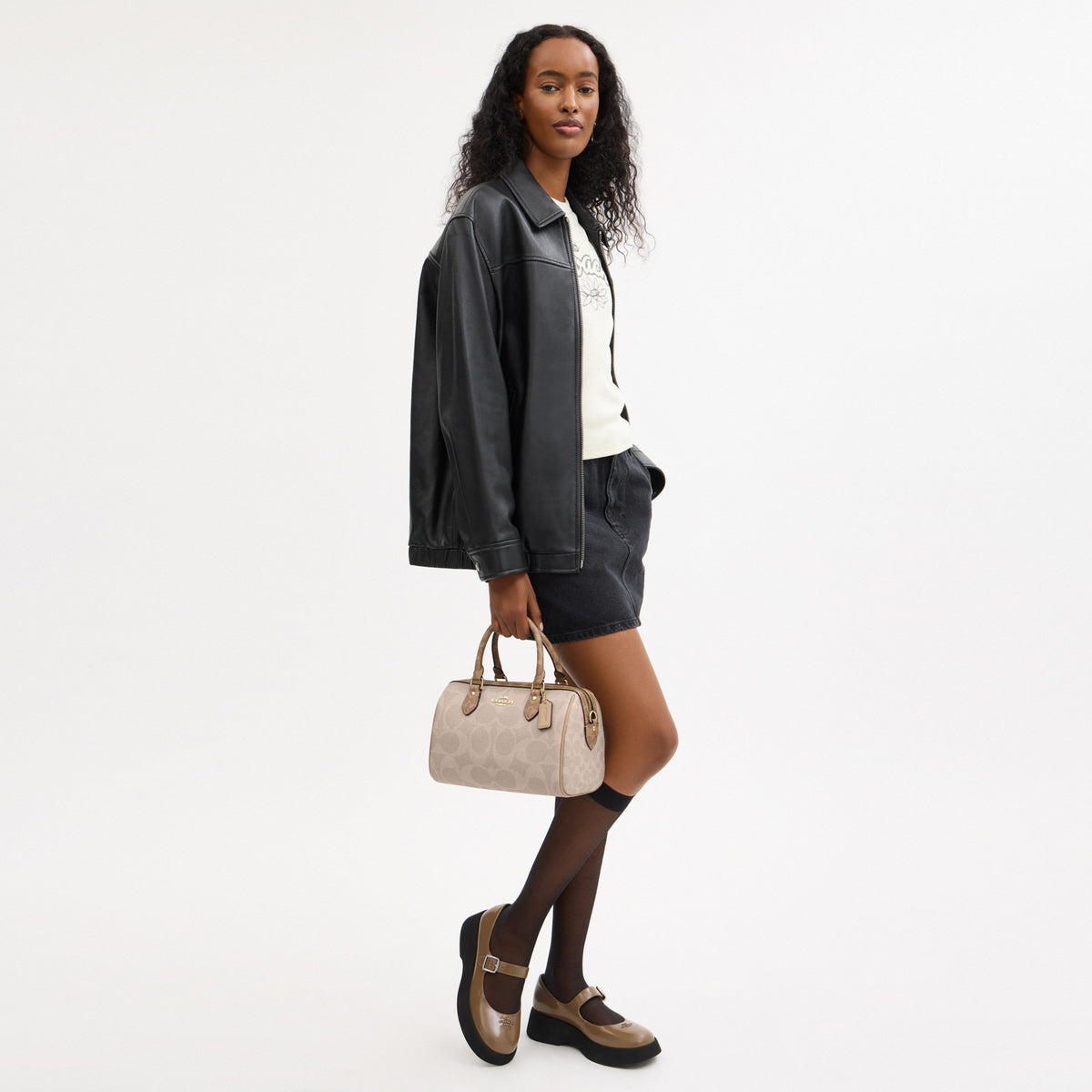 Rowan Satchel Bag In Blocked Signature Canvas