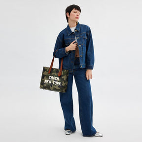 Relay Tote Bag 34 With Camo Print And Coach Graphic