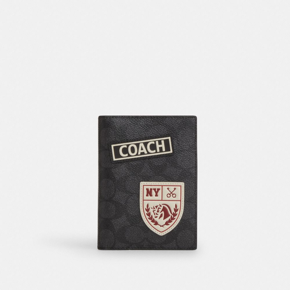 Passport Card Case In Signature Canvas With Patches