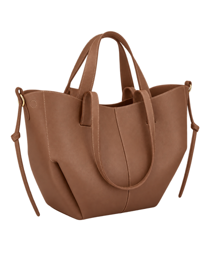 [AI-GENERATED:THREE_QUARTER_BACK] Cyme Edition Textured Camel — Three-Quarter Rear