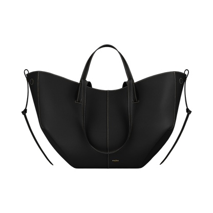 Cyme - Textured Black with Ecru Stitching