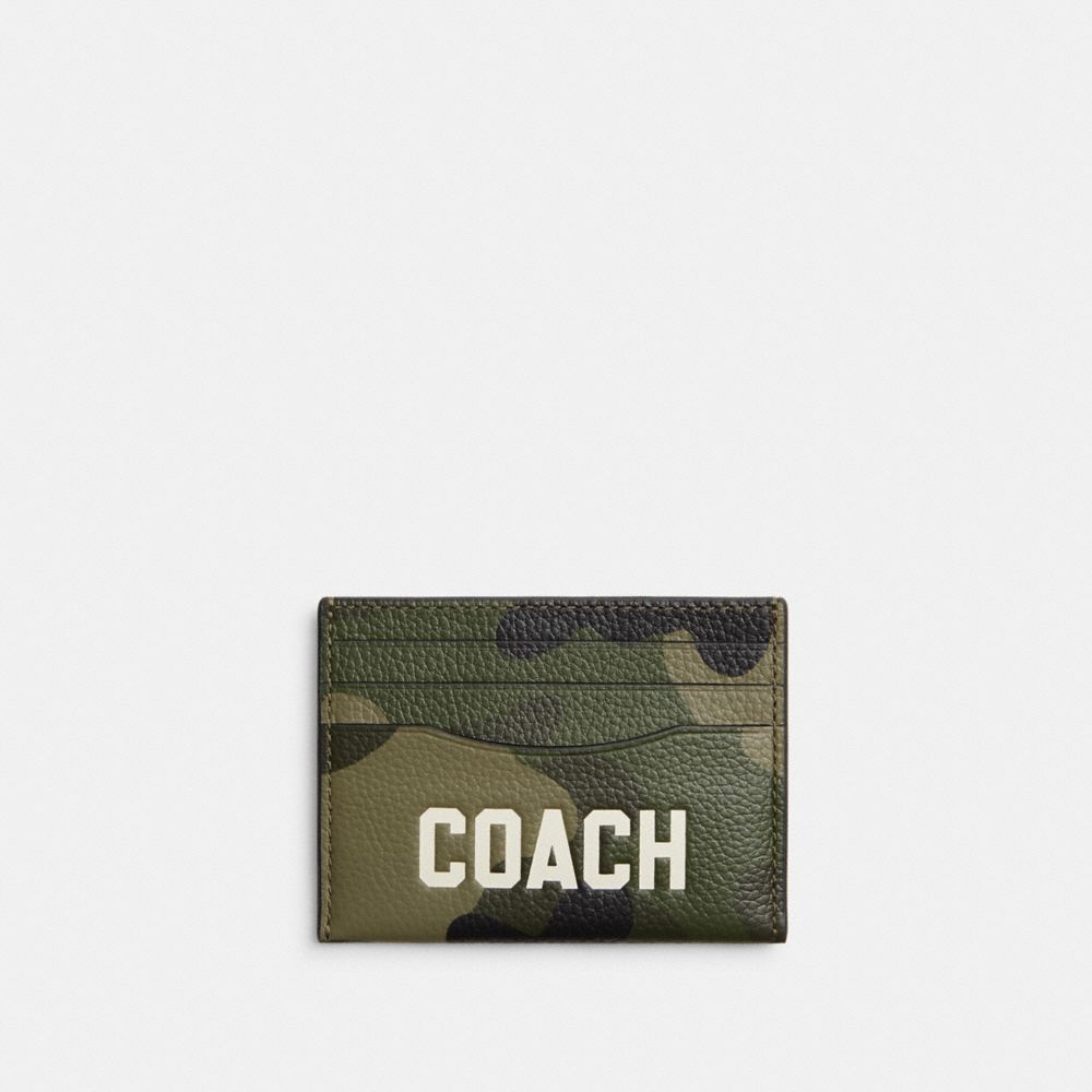 Card Case With Camo Print And Coach Graphic