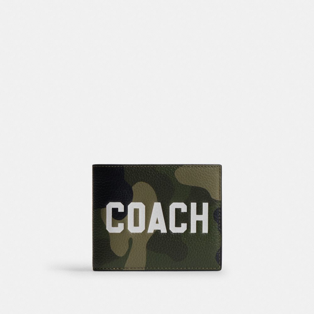3-In-1 Wallet With Camo Print And Coach Graphic