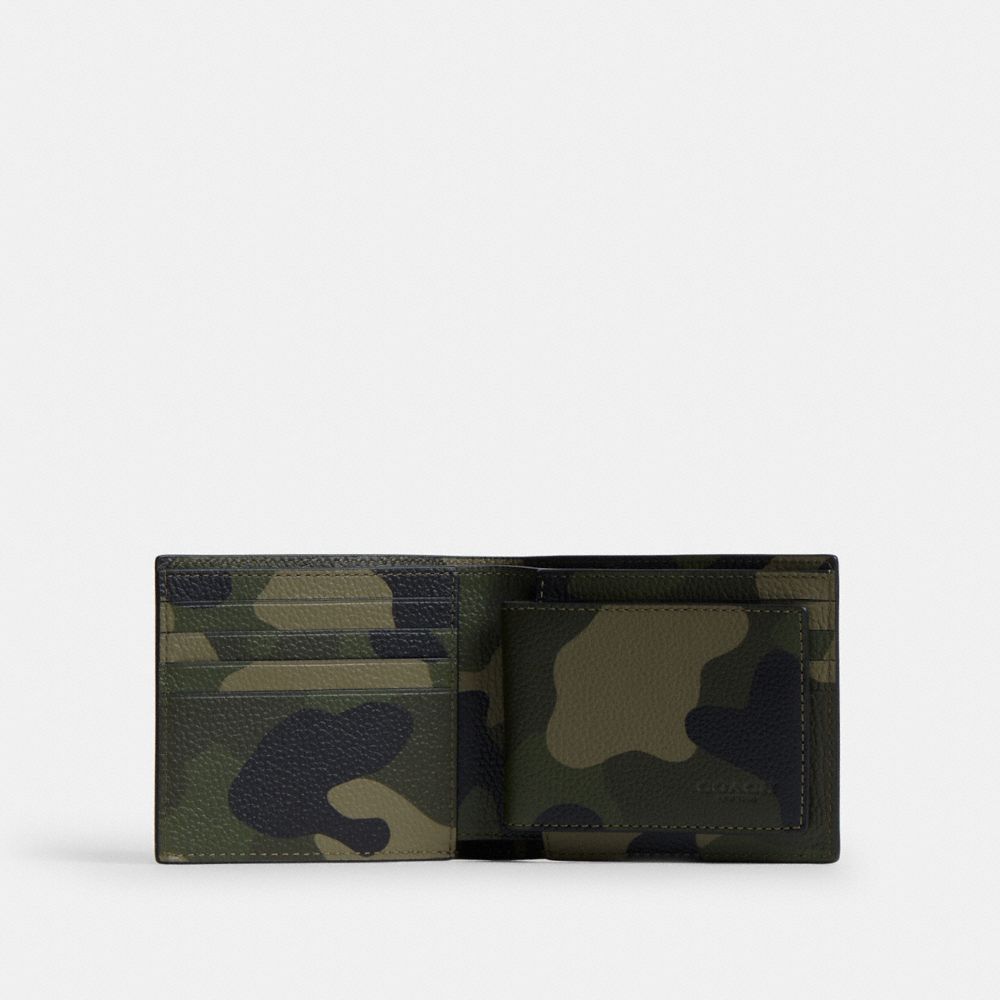 3-In-1 Wallet With Camo Print And Coach Graphic