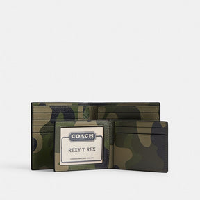 3 In 1 Wallet With Camo Print And Coach Graphic
