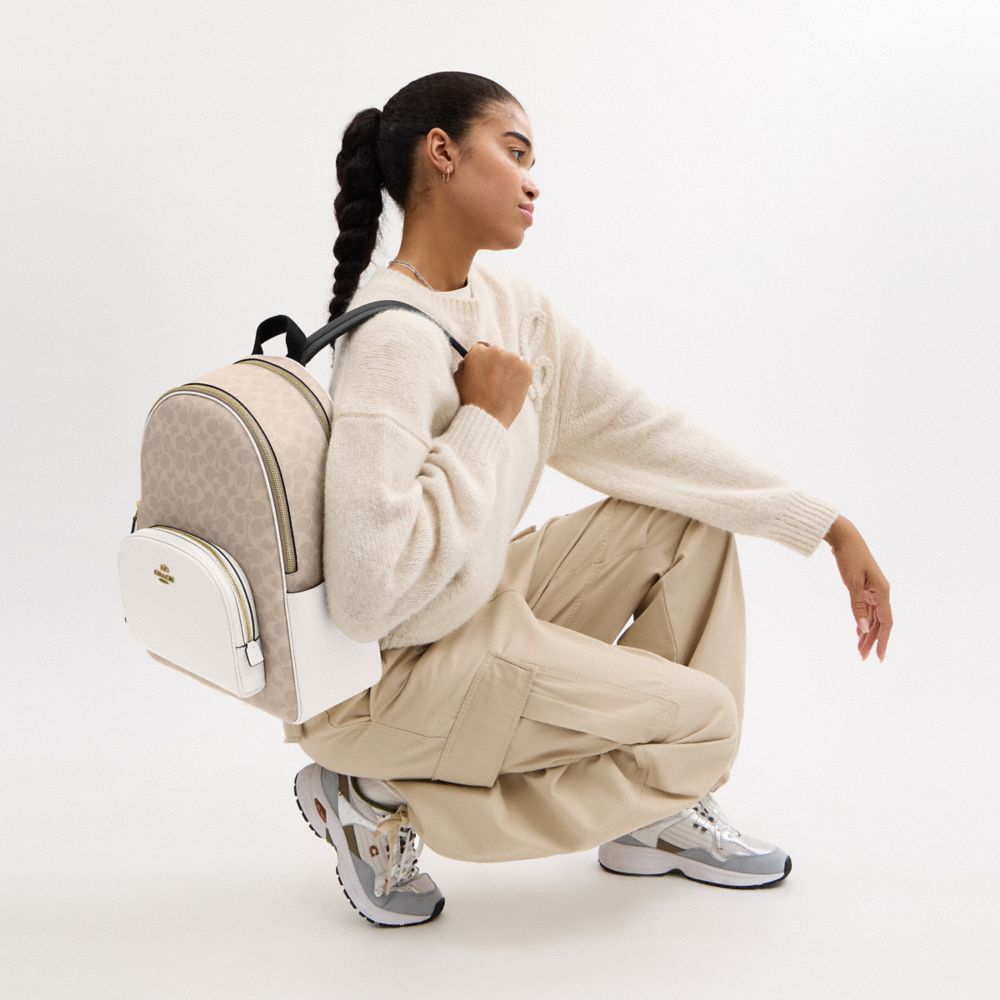 Large Court Backpack In Signature Canvas
