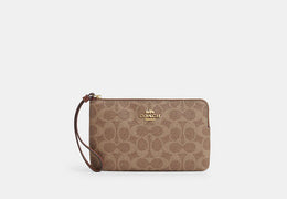 Large Corner Zip Wristlet In Signature Canvas
