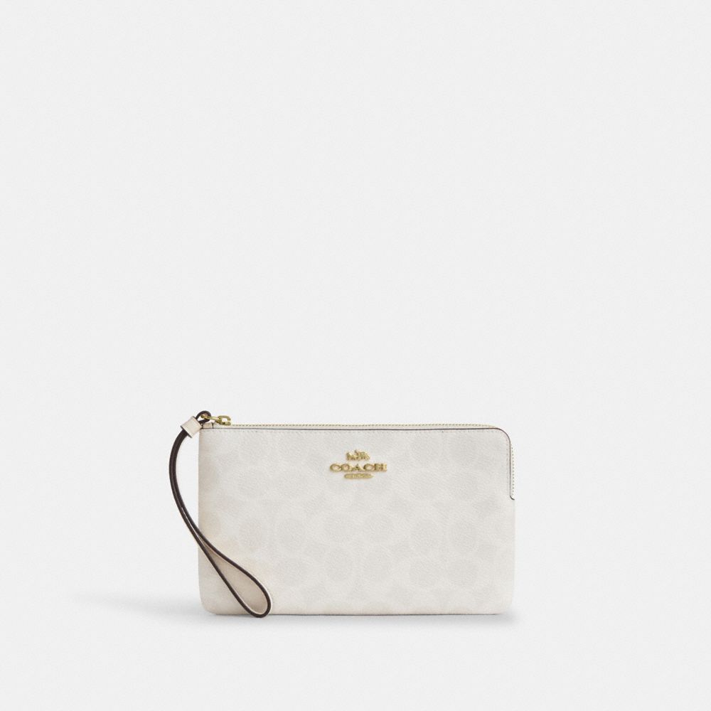 Large Corner Zip Wristlet In Signature Canvas