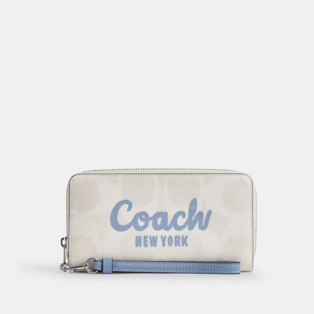 Long Zip Around Wallet In Signature Canvas With Coach Graphic