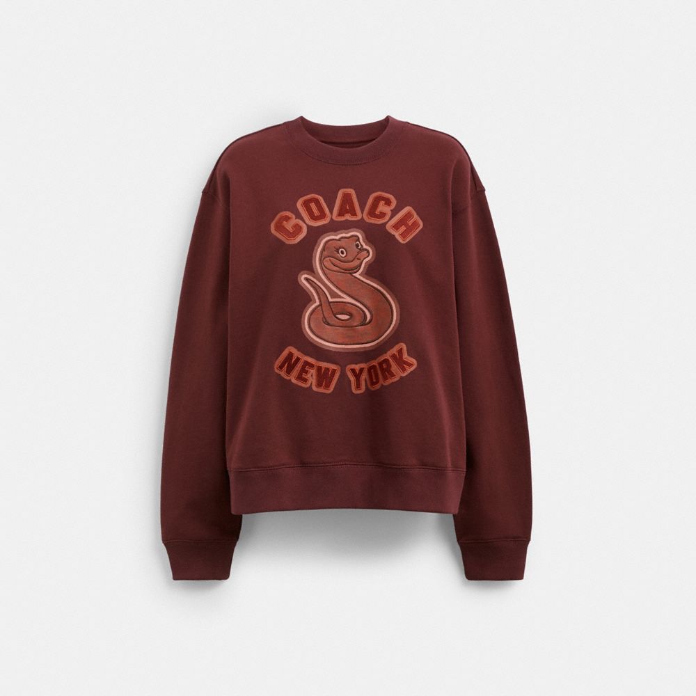 New Year Crewneck Sweatshirt With Snake Graphic