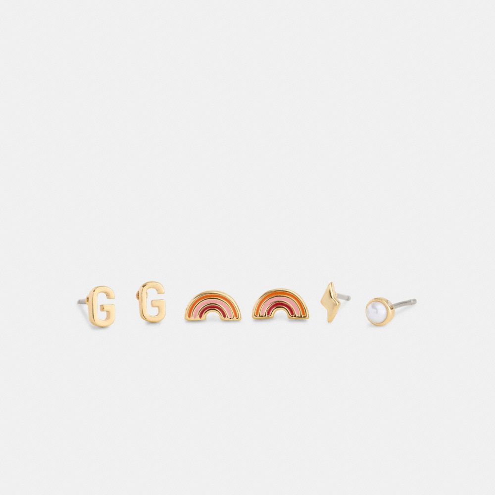 L Initial Stud Earrings Set