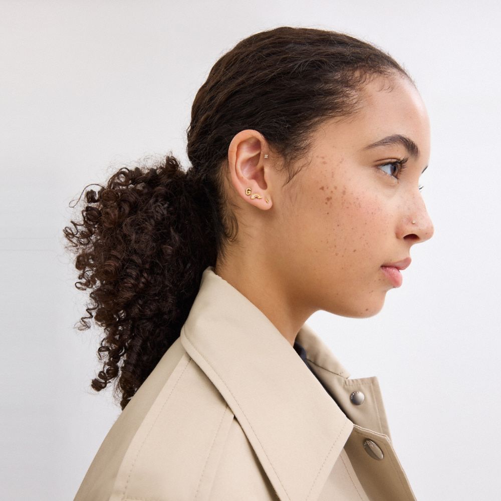 G Initial Stud Earrings Set