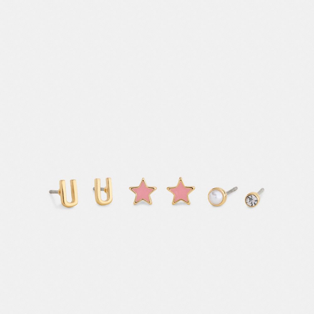 U Initial Stud Earrings Set