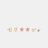 U Initial Stud Earrings Set