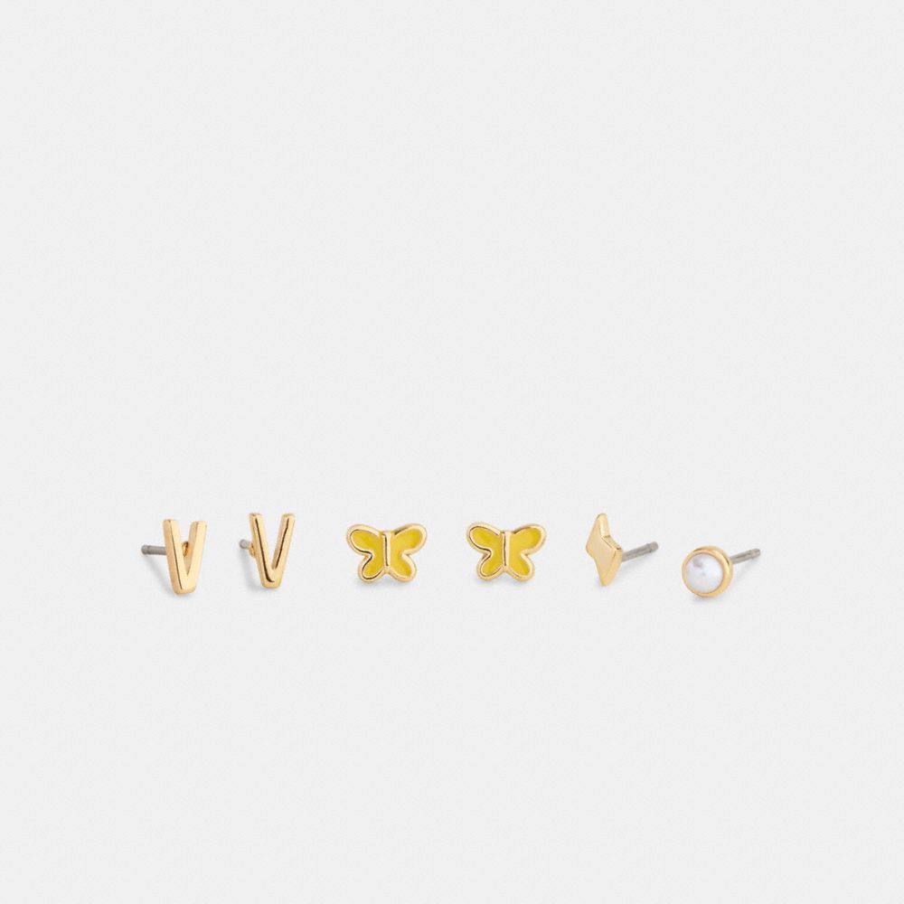 R Initial Stud Earrings Set