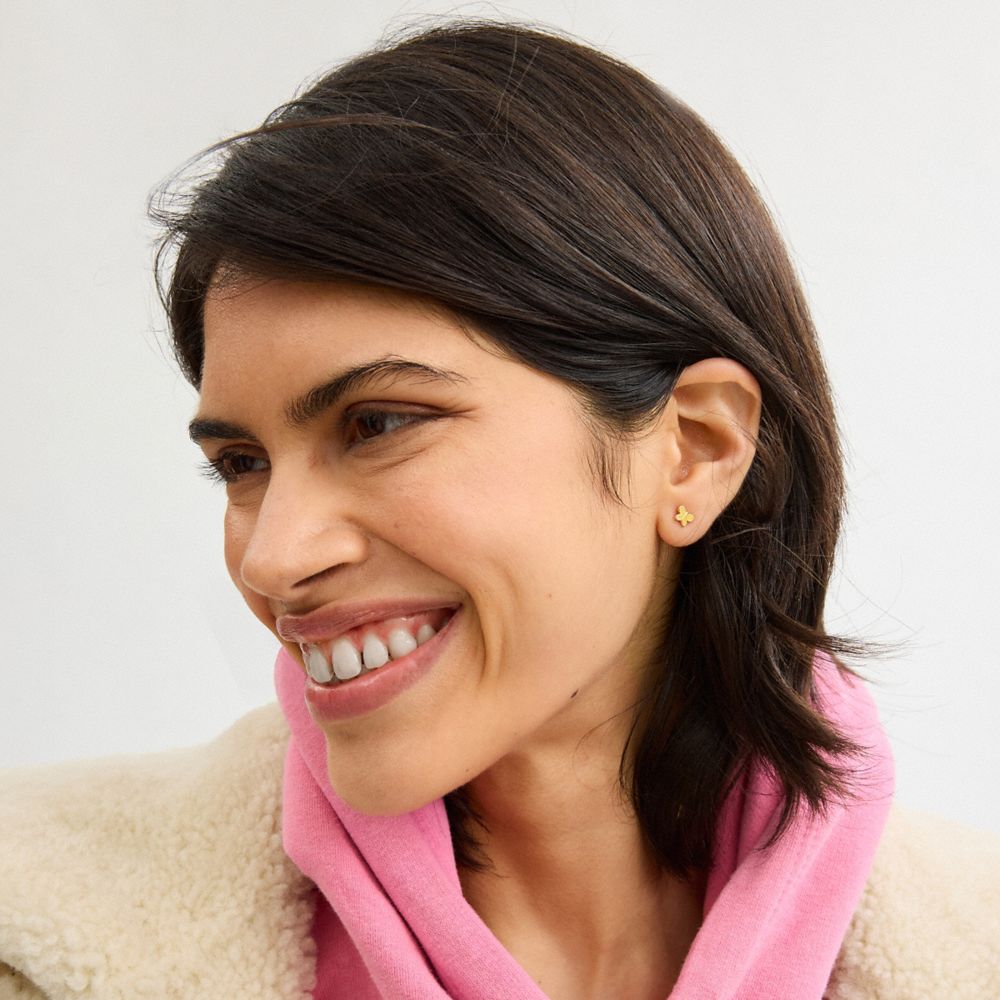 V Initial Stud Earrings Set