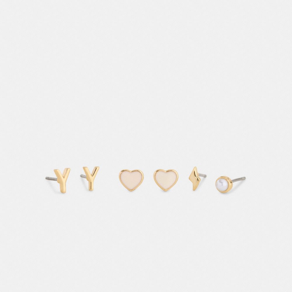 D Initial Stud Earrings Set