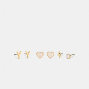 D Initial Stud Earrings Set