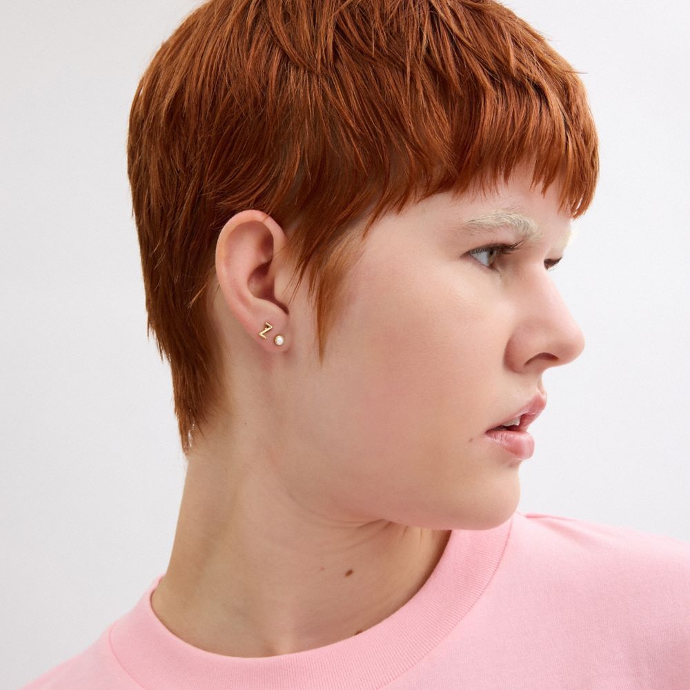 N Initial Stud Earrings Set