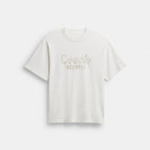 Cursive Coach Embroidered T Shirt In Organic Cotton