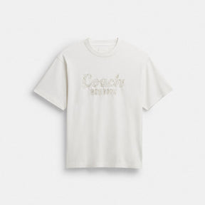 Cursive Coach Embroidered T Shirt In Organic Cotton