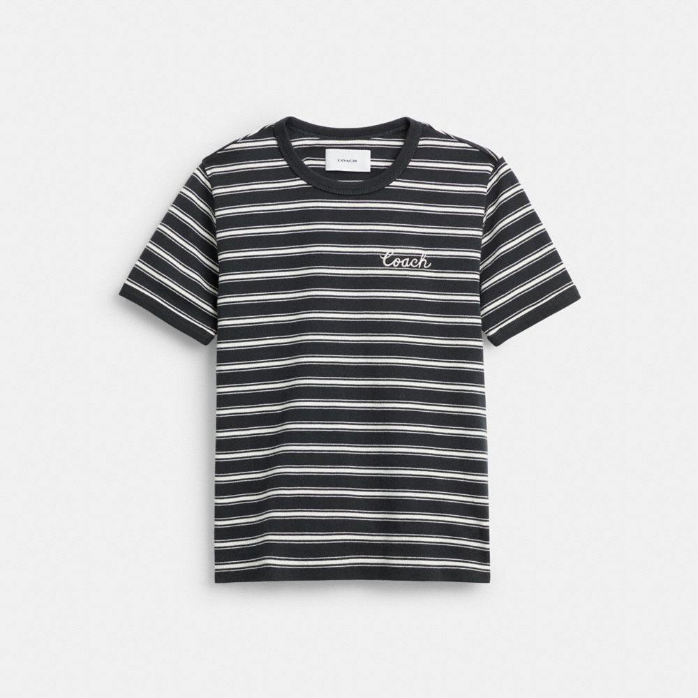 Striped Signature Ringer T Shirt In Organic Cotton