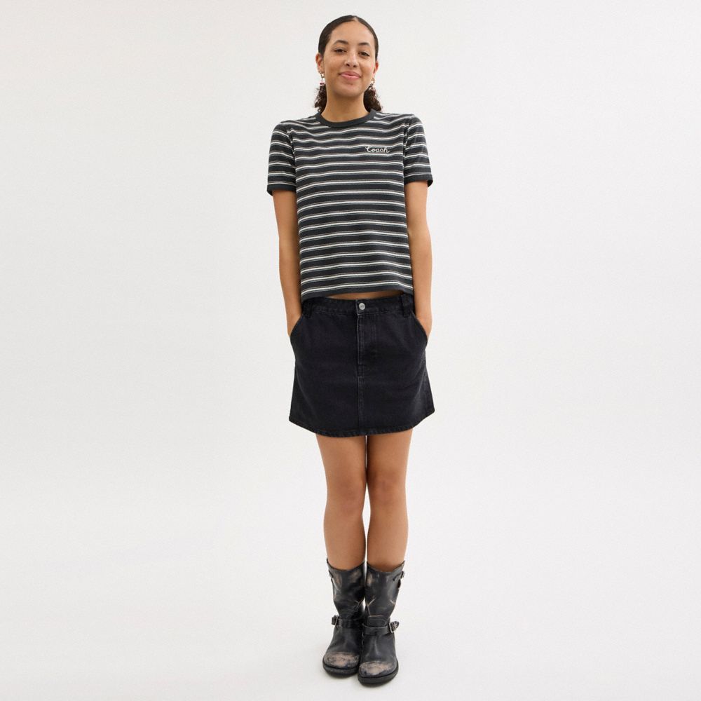 Striped Signature Ringer T Shirt In Organic Cotton