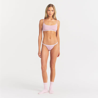 Lightweight Cotton Logo Picot String Bikini