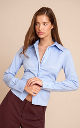 Sky Blue Fitted Long Sleeve Shirt