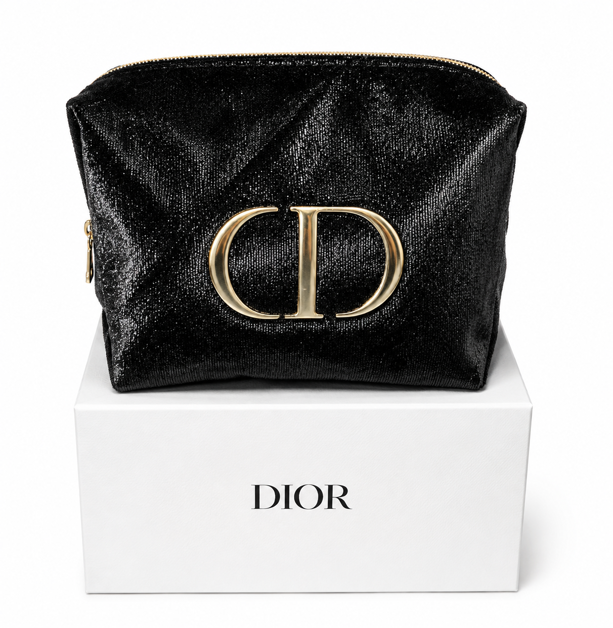 Christian Dior Beauty GWP VIP Black Shimmer Cosmetic Makeup Trousse Pouch Bag