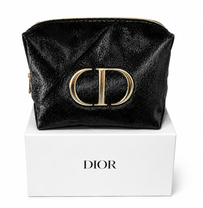 Christian Dior Beauty GWP VIP Black Shimmer Cosmetic Makeup Trousse Pouch Bag