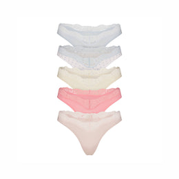 Fits Everybody Lace Dipped Thong 5-pack